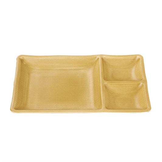 三つ仕切長角プレート ライトブラウンC E272 LBN