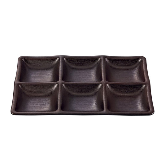 六つ仕切長角プレート ダークブラウンC E273 DBN